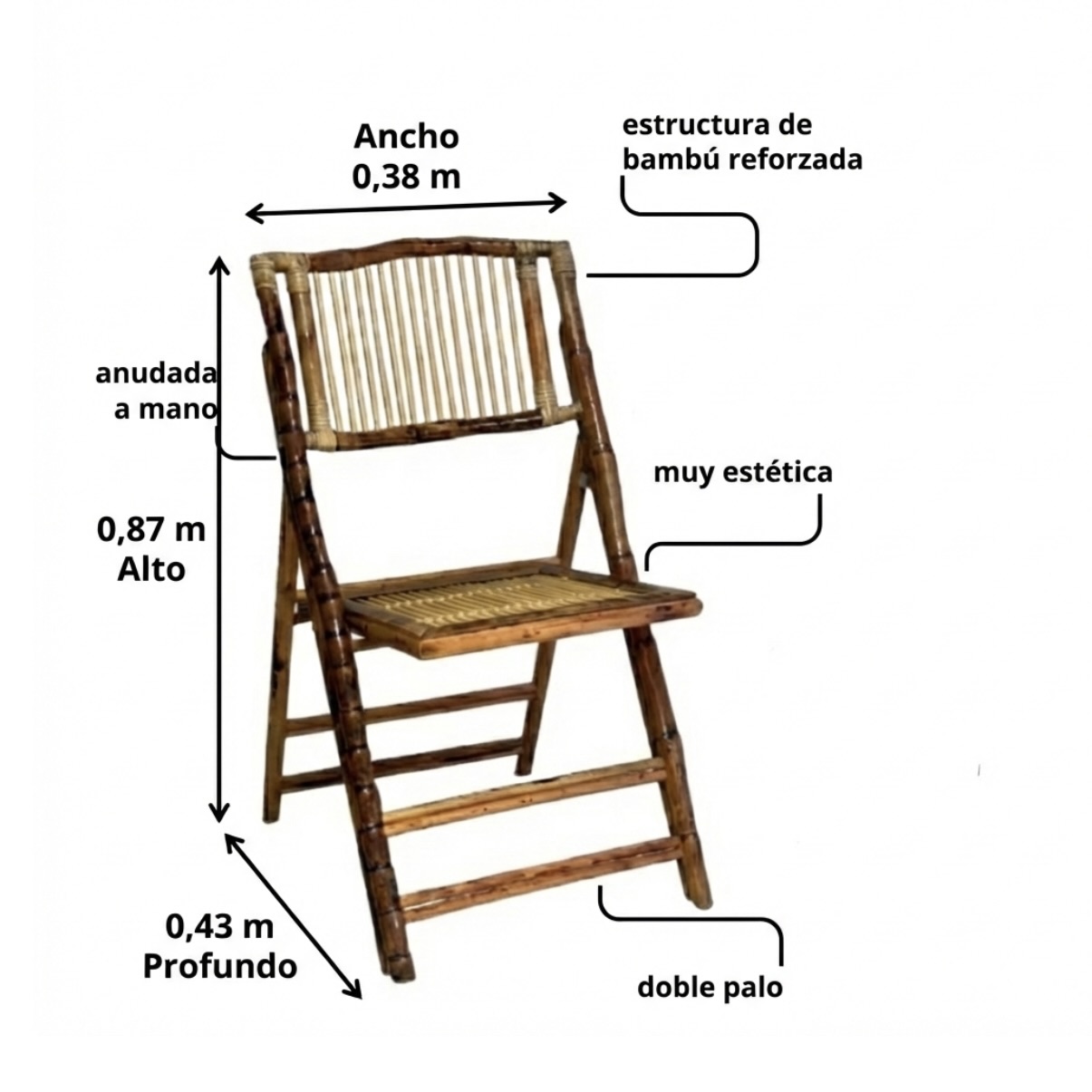 Silla De Bambú Plegable - Imagen 2
